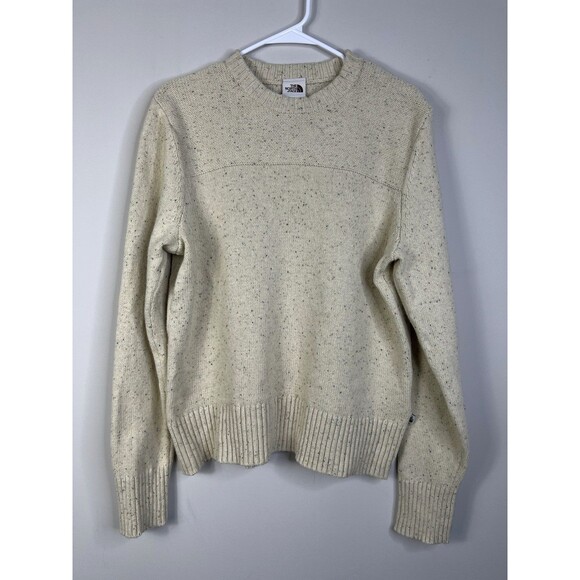 The North Face Sweater Mens Medium Beige Wool Blend Knit Oatmeal Fisherman - Picture 1 of 8